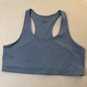 Quince Ultra-Form Scoop Neck Longline Bra XL Spa Blue Racerback Yoga Sport